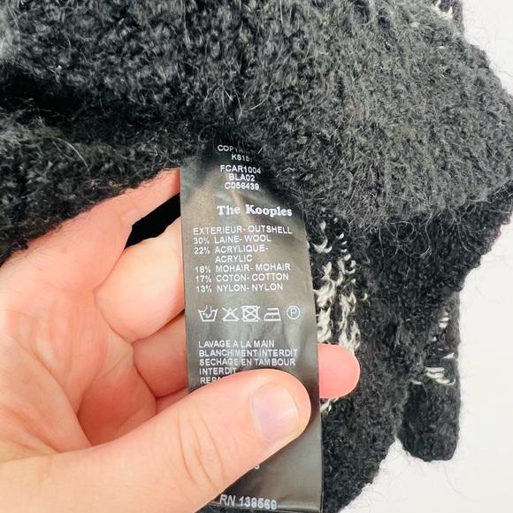 The Kooples Black and White Patterned Wool and Mohair Tasselled Cardigan UK M - Picture 12 of 12